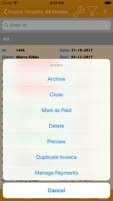 How to cancel & delete Invoice Template from iphone & ipad 4