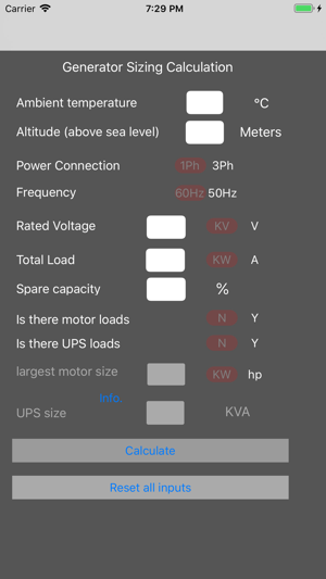 Generator Sizing Calculation