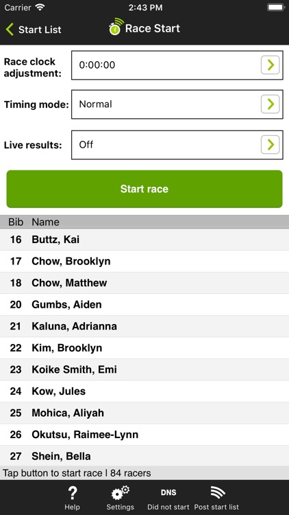 Webscorer Race Timer