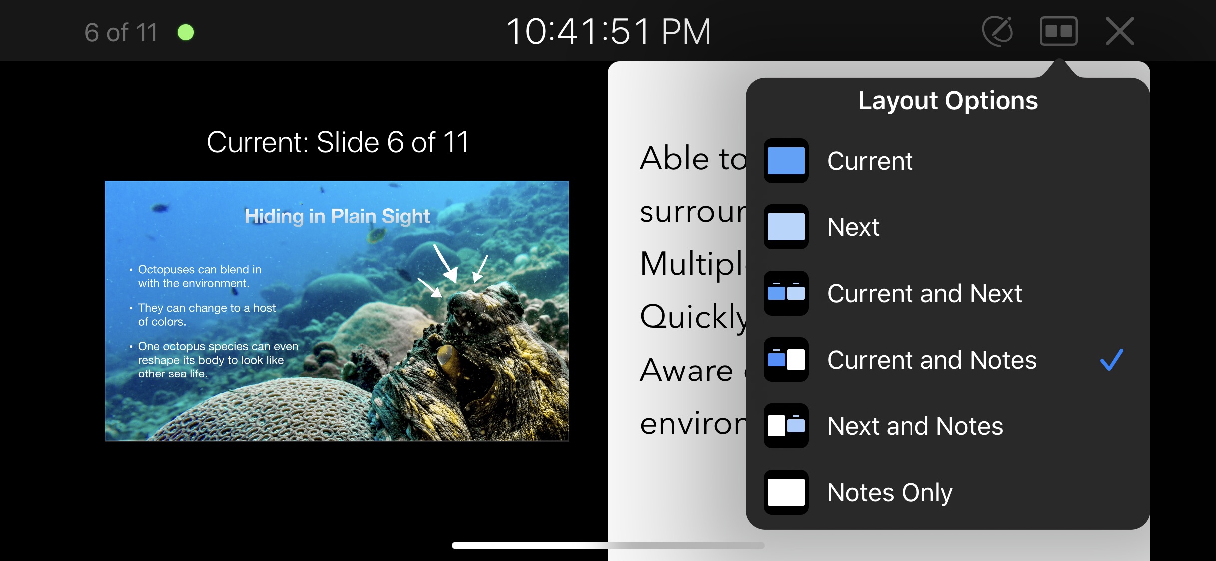 Screenshot do app Keynote