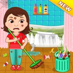 Baby Girl Cleaning House