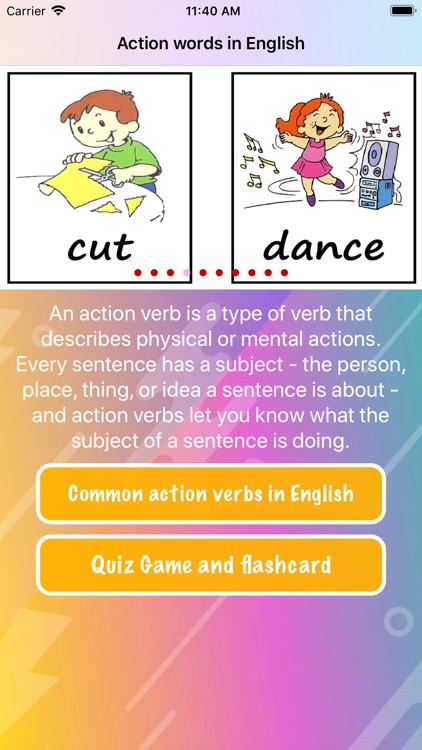 English word:Action verbs