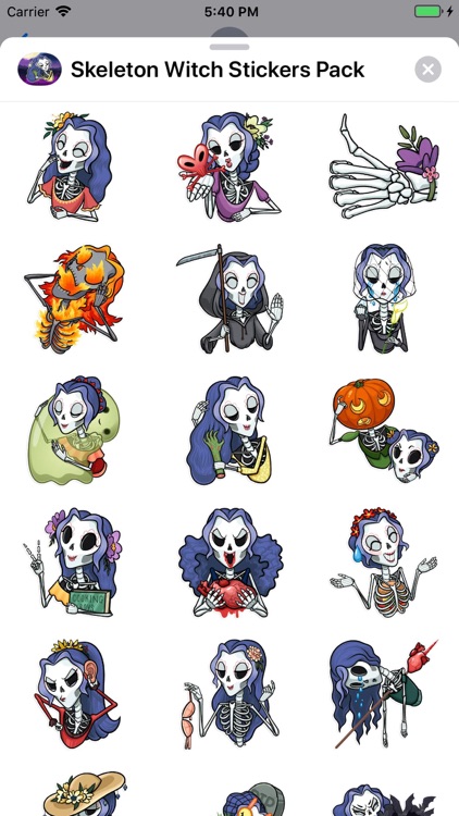 Skeleton Witch Stickers Pack