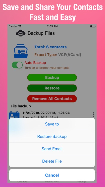 Contacts Backup - Restore.