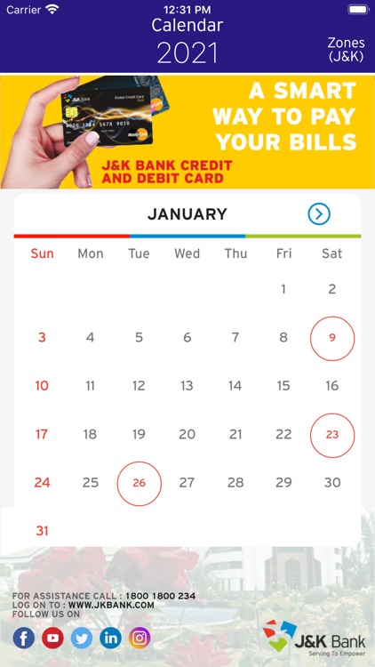 J&K Bank eCalendar 2021