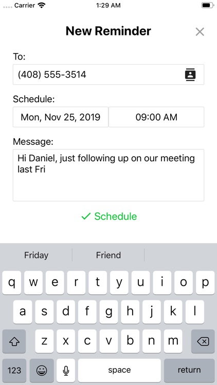 Loopback Schedule Message