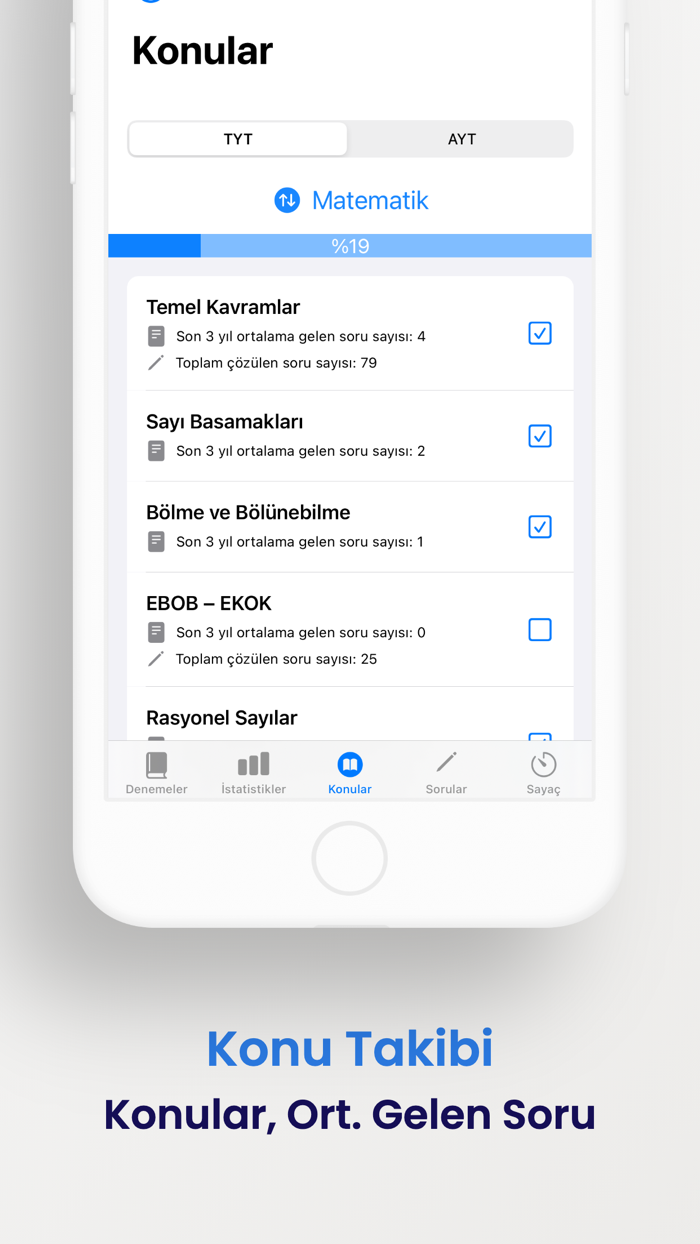 YKS Konu, Deneme, Soru Takibi