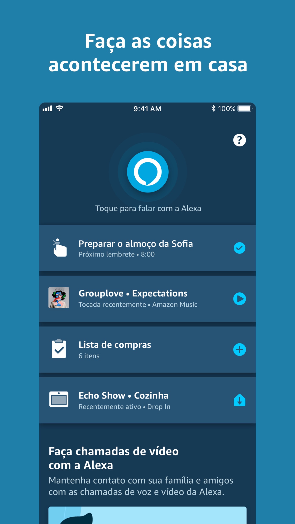 Screenshot do app Amazon Alexa