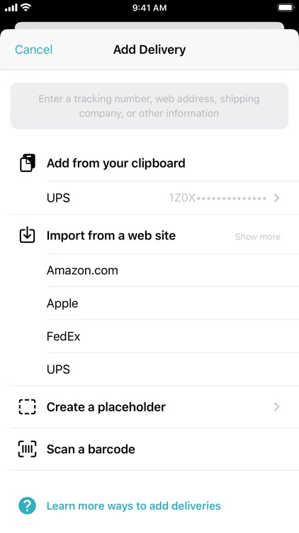 Deliveries: a package tracker