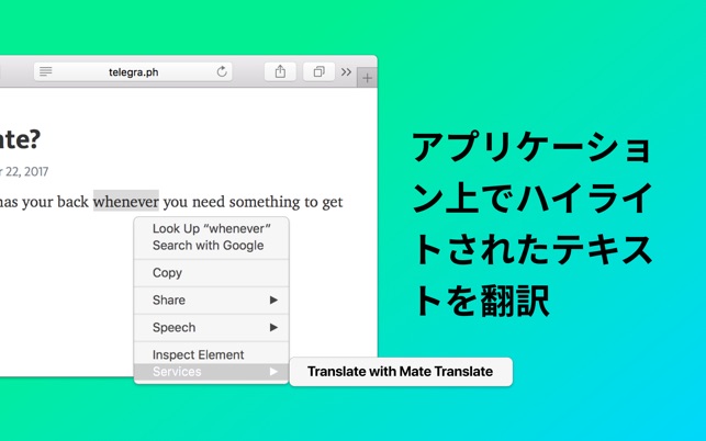 Mate 翻訳者と辞書 103ヶ国語 をmac App Storeで