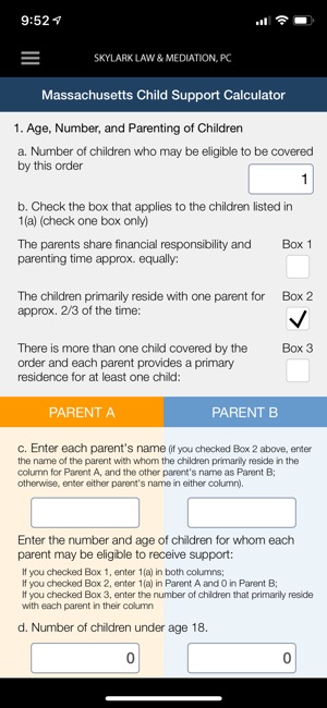 MA Child Support Calculator