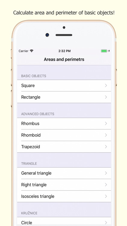 Areas &  perimeters calculator