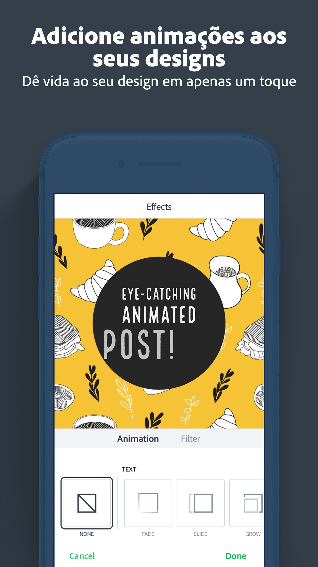 Screenshot do app Adobe Spark Post: Insta Editor