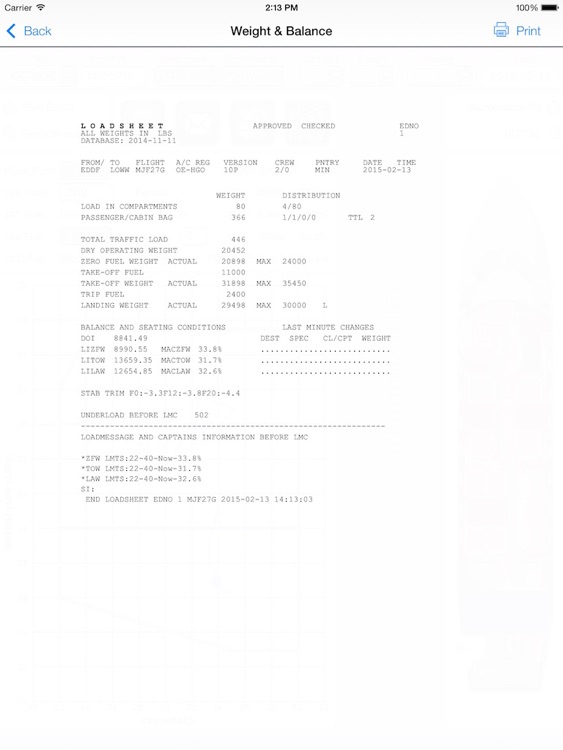 Weight and Balance G200