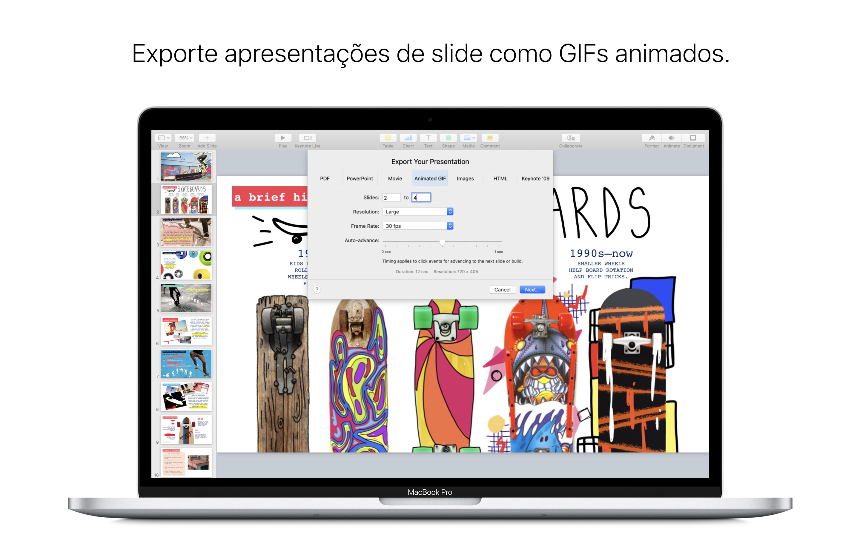 Screenshot do app Keynote