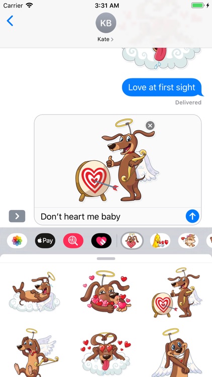Cupid Dog Love Stickers