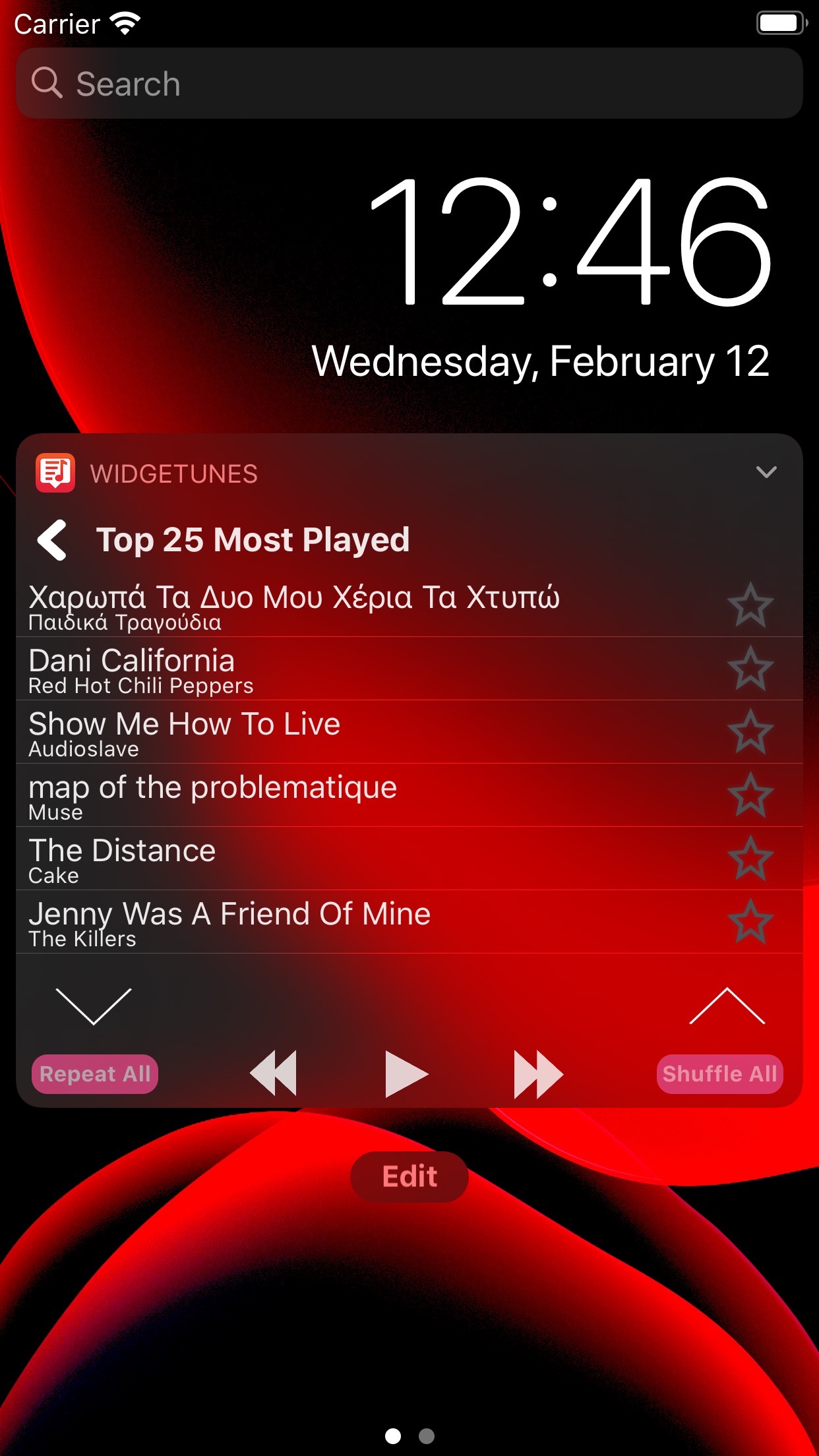 Screenshot do app WidgeTunes - The Music Widget