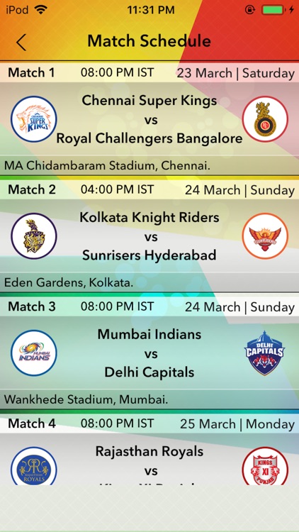 IPL 2019 Schedule