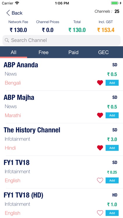 DTH Channel Price & Selection