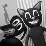 Horror Cartoon Cat Versus Dog