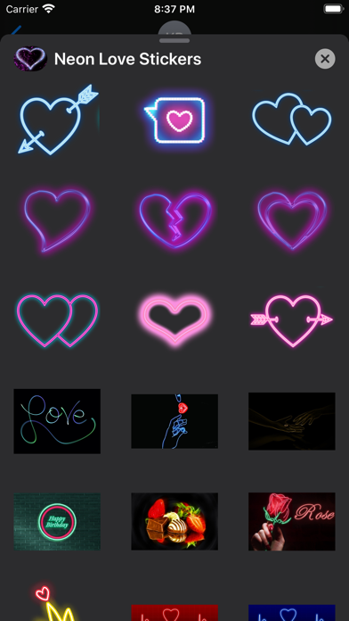 Love Heart Neon Stickers screenshot 4
