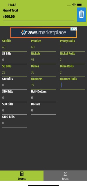 Cash Count Calculator