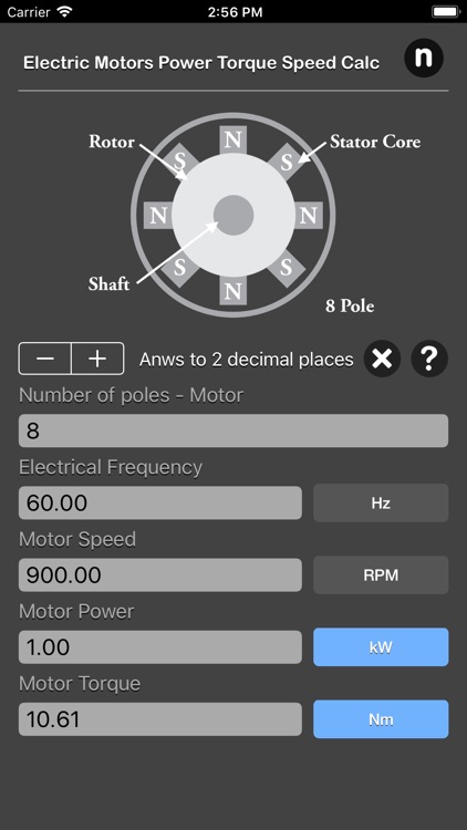 Electric Motors Speed Calc