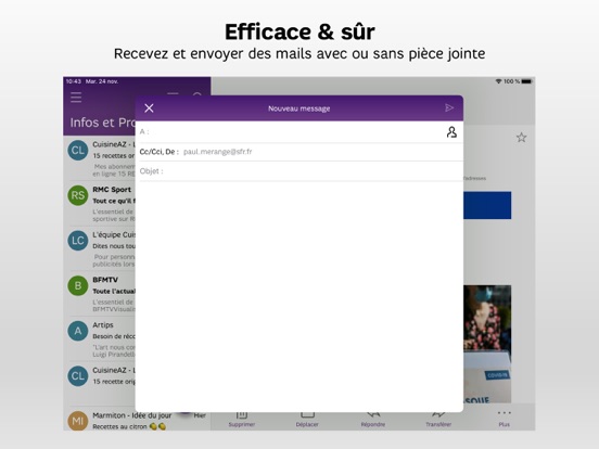 SFR Mail iPad captures décran