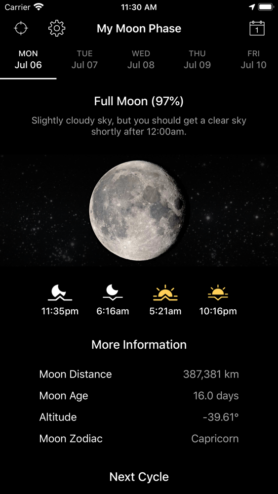 moon phases on iphone calendar