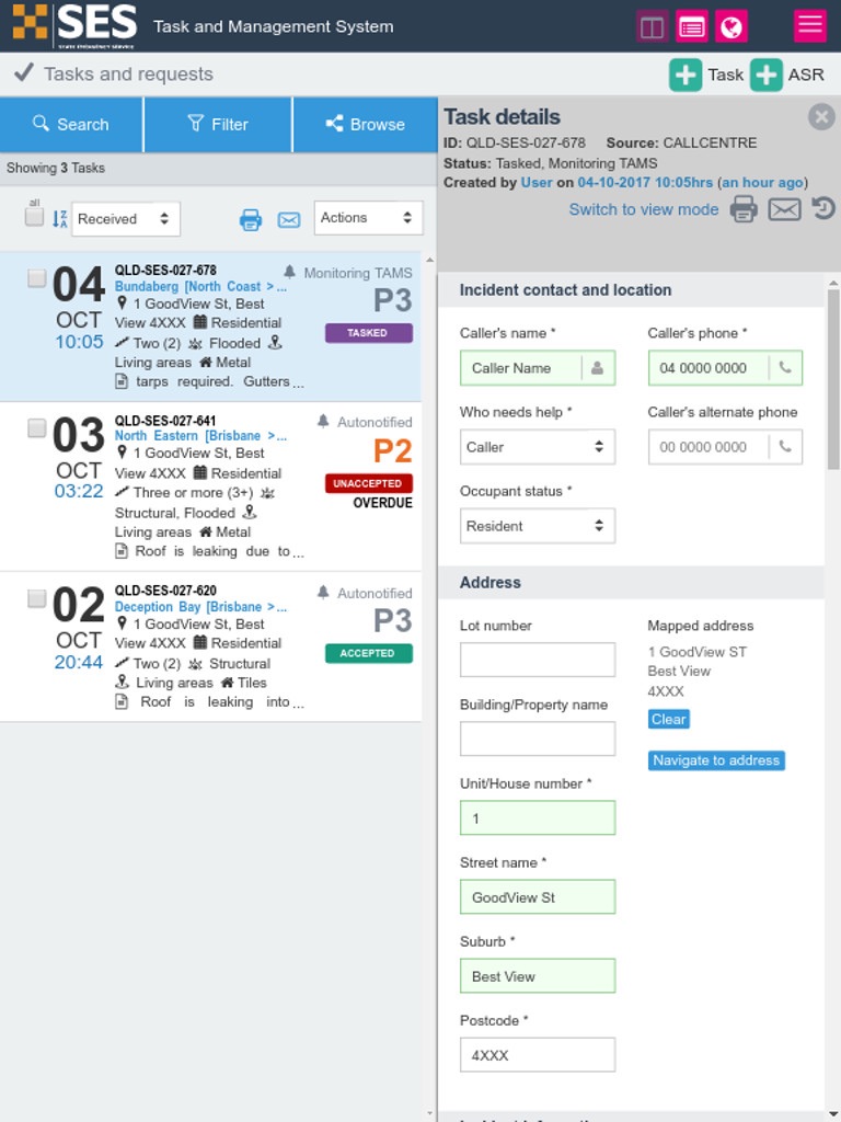 QLD SES Task Mgt System (TAMS) screenshot 3