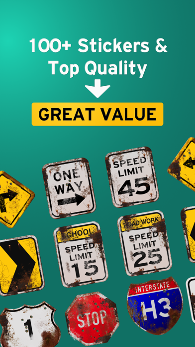 How to cancel & delete 100+ Aged Road Signs Sticker Pack (Rusty) from iphone & ipad 4