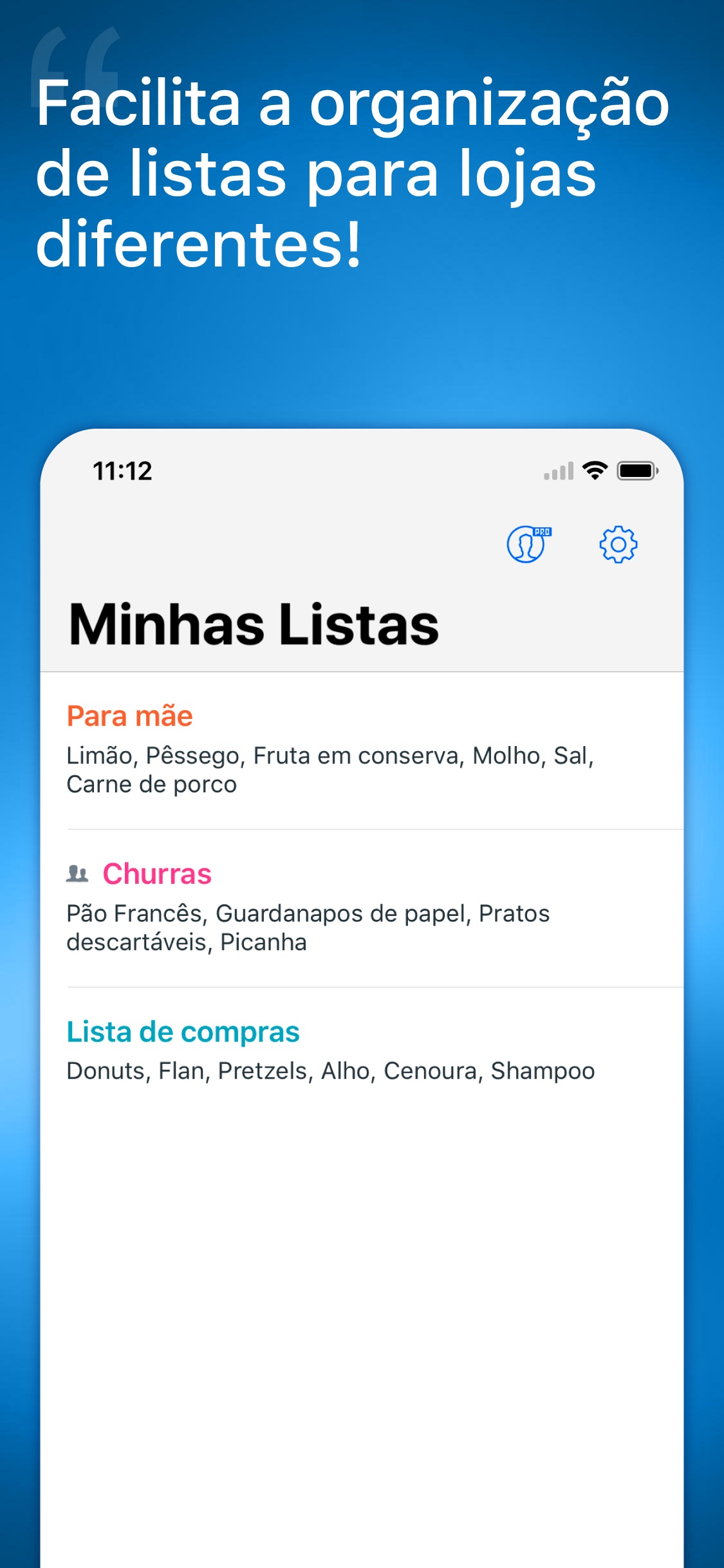 Screenshot do app Buy Me a Pie! Shopping list