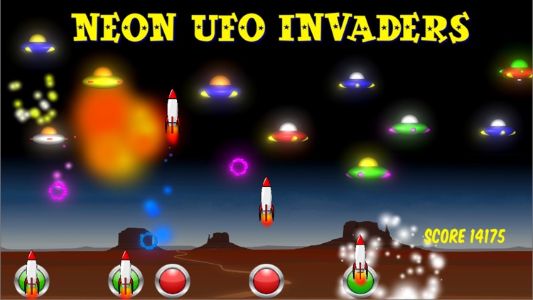 Neon UFO Invaders Pro