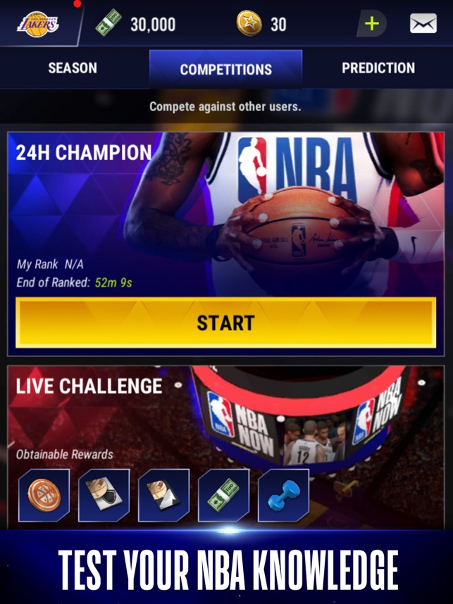 Captura de tela do jogo de basquete móvel da NBA NOW