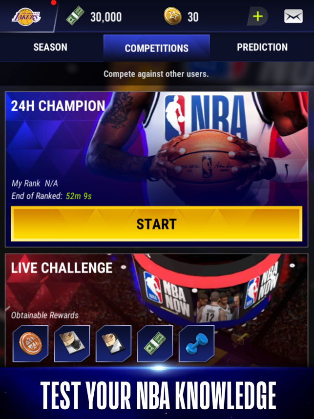 צילום מסך של משחק כדורסל נייד NBA NOW