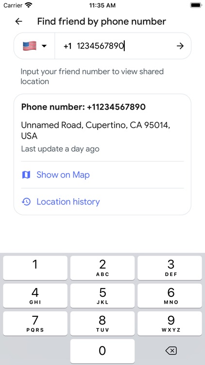 Cell phone tracker by + number