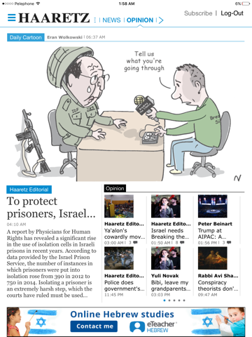 Haaretz iPad Edition - náhled