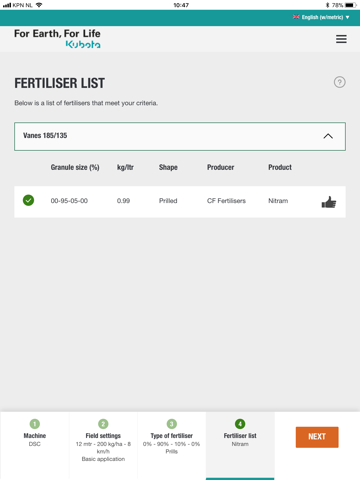 Kubota Spreading Charts - náhled