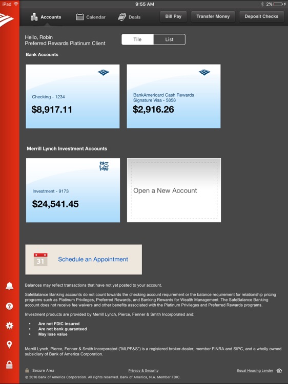 Bank of America for iPad screenshot-0