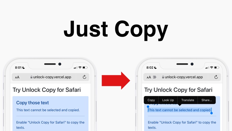 Unlock Copy for Safari