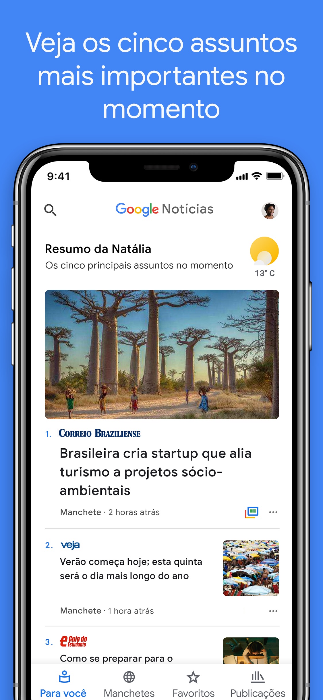 Screenshot do app Google Notícias