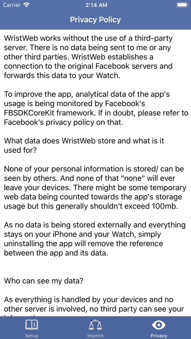 WristWeb for Facebook iPhone Capturas de pantalla