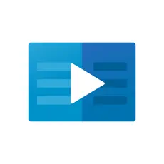 The LinkedIn Learning App image showing a white background with a blue and white play button