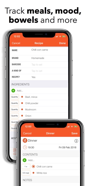 mysymptoms food diary on the app store screenshots