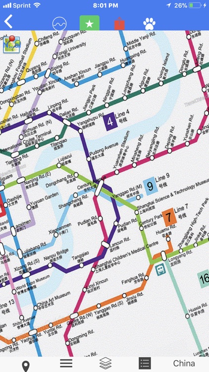 Shanghai Scaled Subway Map