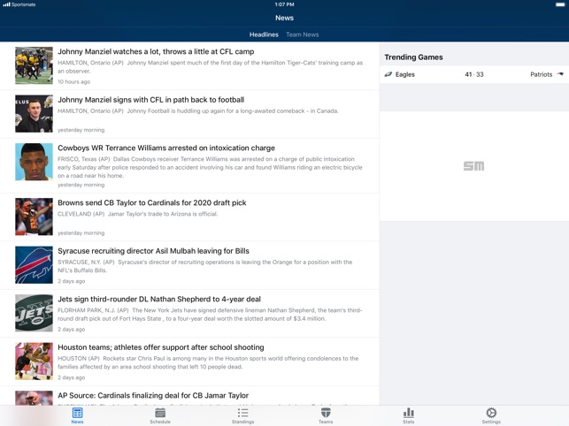 NFL Live for iPad: Live scores