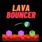 Lava Bouncer is a game with a ball as a character and you need to land on the blue platforms to get points and stay alive and avoid the spikes