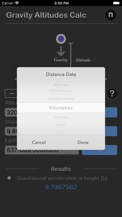 Gravity Altitudes Calculator