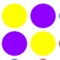 The rule is simple: choose one color of 6  red, blue, green, yellow, brown and violet and  fill each circle with it