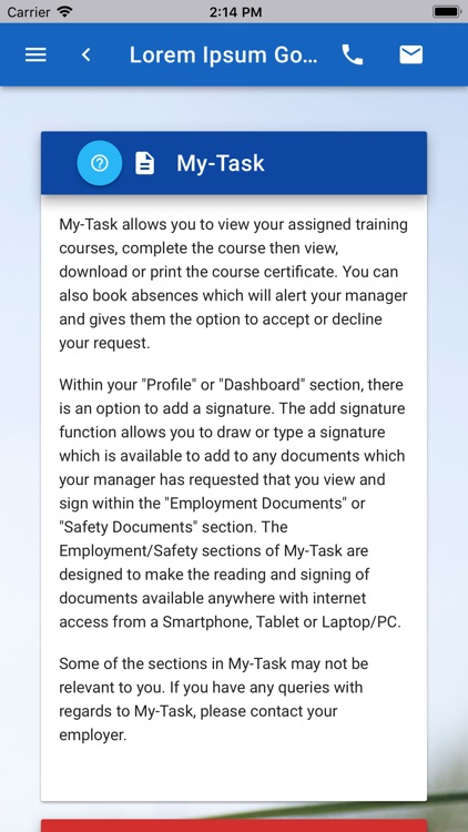 My Task Employee App